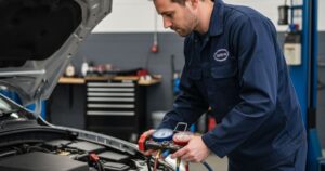 Replacing a dirty cabin air filter with a clean new one to maintain vehicle air conditioning performance in 2026